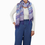 Handmade Batik Scarf - soft Cotton - Vines in Navy Blue Scarves La Vie Bien Handmade Batik Scarf - soft Cotton - Vines in Navy Blue