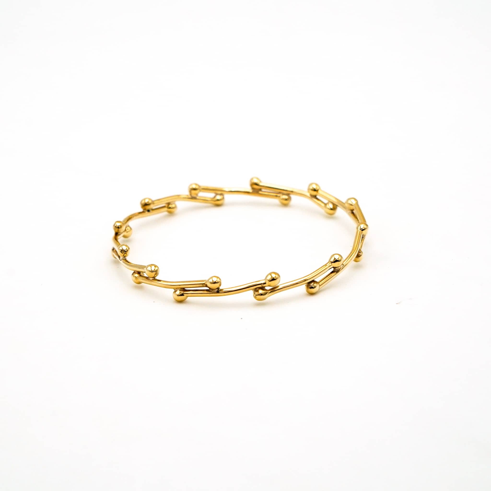 Handmade Brass Round Link Bangle - Kaya Bracelet Bracelets La Vie Bien Handmade Brass Round Link Bangle - Kaya Bracelet
