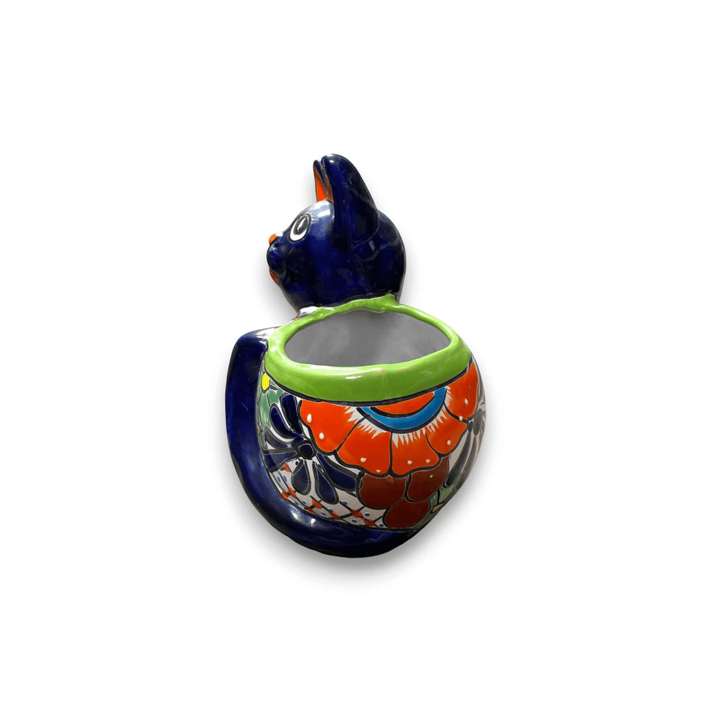 Handmade Cat Planter | Hand Painted Cat Talavera Artwork (Medium Size) Talavera Planter La Vie Bien Handmade Cat Planter | Hand Painted Cat Talavera Artwork (Medium Size)