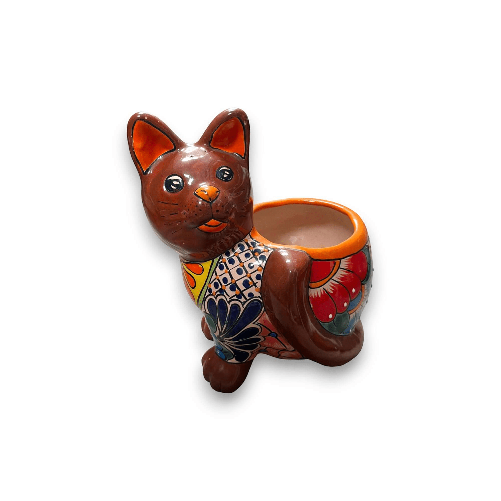 Handmade Cat Planter | Hand Painted Cat Talavera Artwork (Medium Size) Talavera Planter La Vie Bien Handmade Cat Planter | Hand Painted Cat Talavera Artwork (Medium Size)
