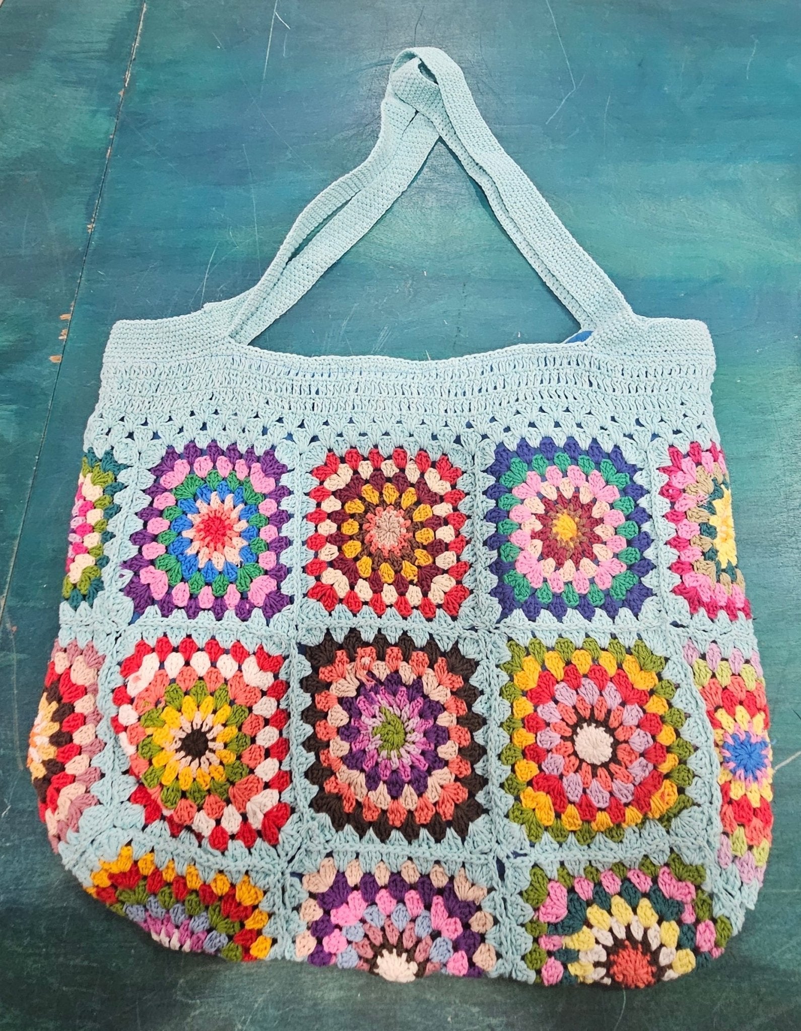 Handmade Crochet Granny Square Tote Bag – Boho Vintage Purse in 4 Colors Purses & Bags La Vie Bien Handmade Crochet Granny Square Tote Bag – Boho Vintage Purse in 4 Colors