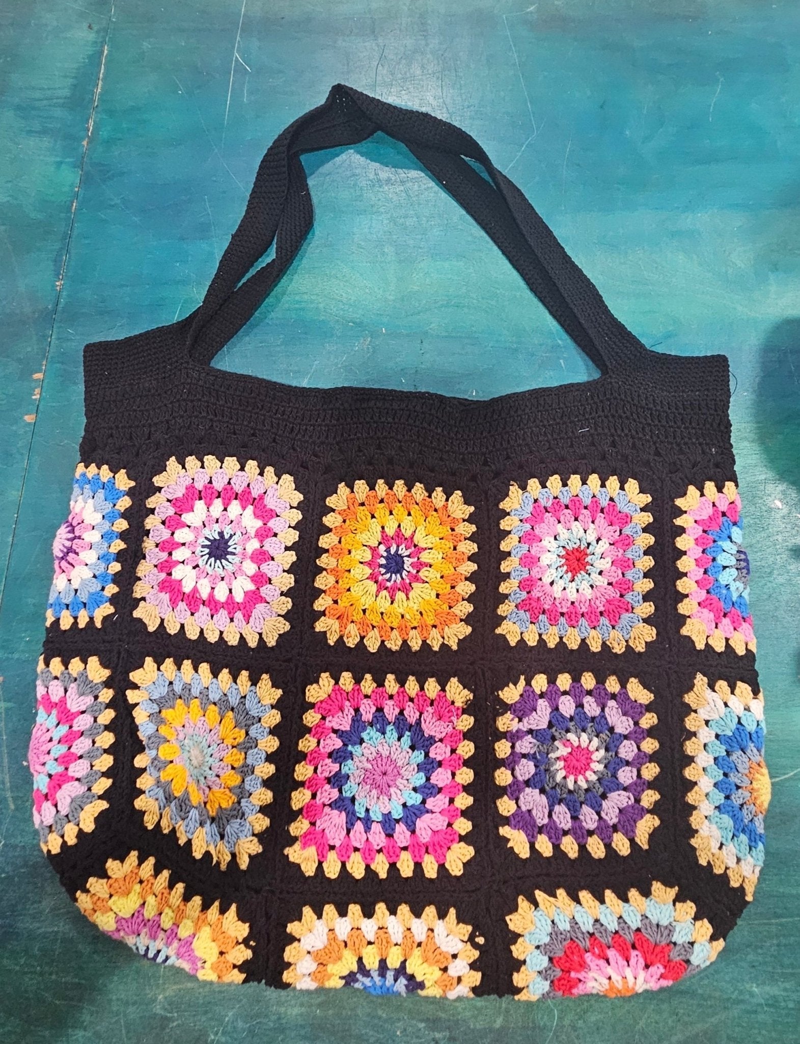 Handmade Crochet Granny Square Tote Bag – Boho Vintage Purse in 4 Colors Purses & Bags La Vie Bien Handmade Crochet Granny Square Tote Bag – Boho Vintage Purse in 4 Colors