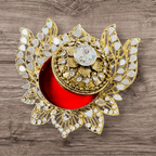 Handmade Designer Lotus Shaped Kundan Dibbies/Sindoor Daani/Trinket Box La Vie Bien Handmade Designer Lotus Shaped Kundan Dibbies/Sindoor Daani/Trinket Box