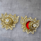 Handmade Designer Lotus Shaped Kundan Dibbies/Sindoor Daani/Trinket Box - Set of 3 La Vie Bien Handmade Designer Lotus Shaped Kundan Dibbies/Sindoor Daani/Trinket Box - Set of 3