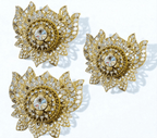 Handmade Designer Lotus Shaped Kundan Dibbies/Sindoor Daani/Trinket Box - Set of 3 La Vie Bien Handmade Designer Lotus Shaped Kundan Dibbies/Sindoor Daani/Trinket Box - Set of 3