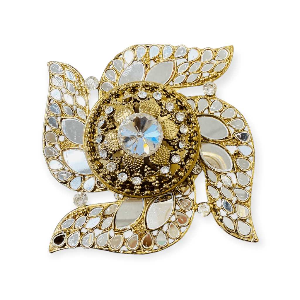 Handmade Designer Swastik Shaped Kundan Dibbies/Sindoor Daani/Trinket Box La Vie Bien Handmade Designer Swastik Shaped Kundan Dibbies/Sindoor Daani/Trinket Box