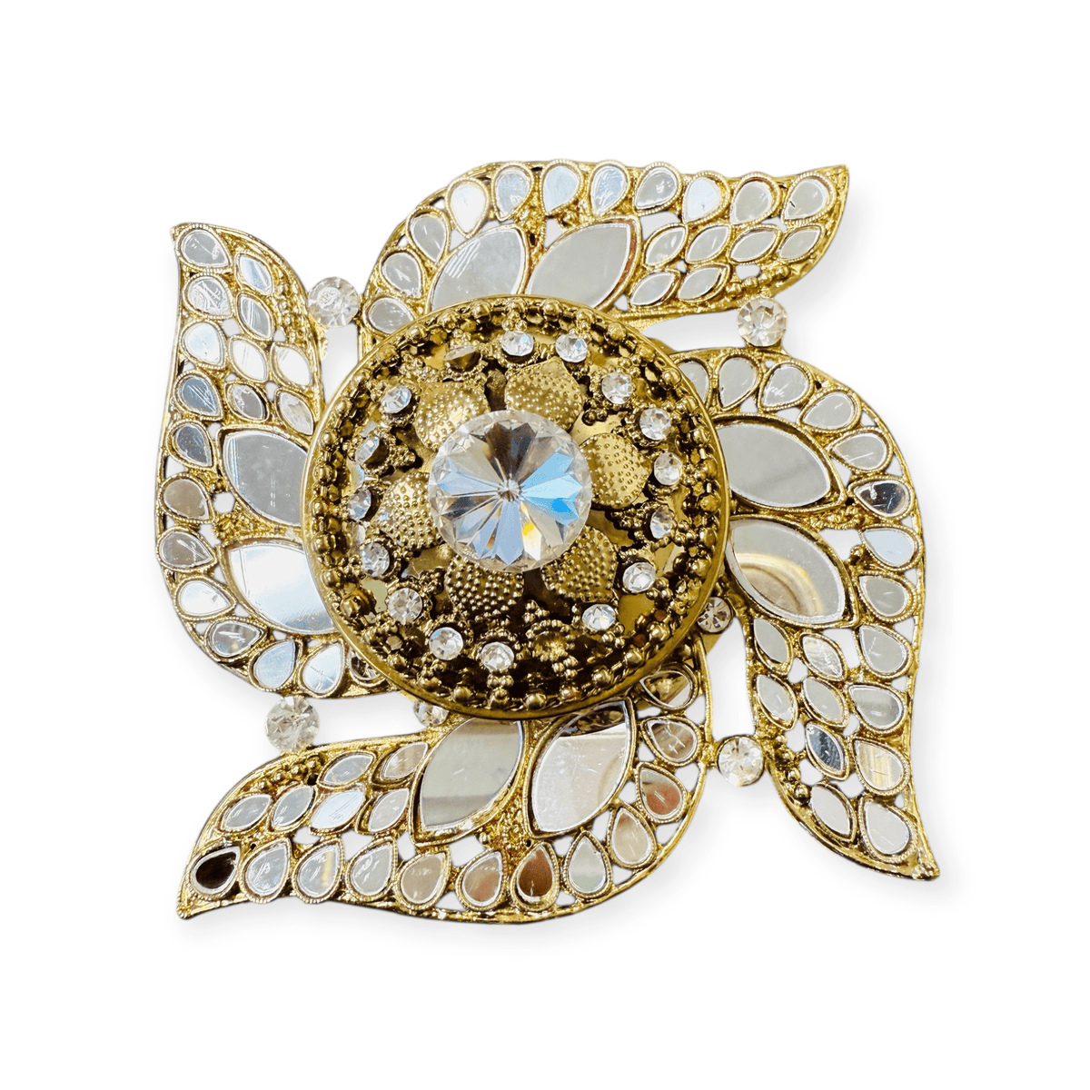 Handmade Designer Swastik Shaped Kundan Dibbies/Sindoor Daani/Trinket Box La Vie Bien Handmade Designer Swastik Shaped Kundan Dibbies/Sindoor Daani/Trinket Box