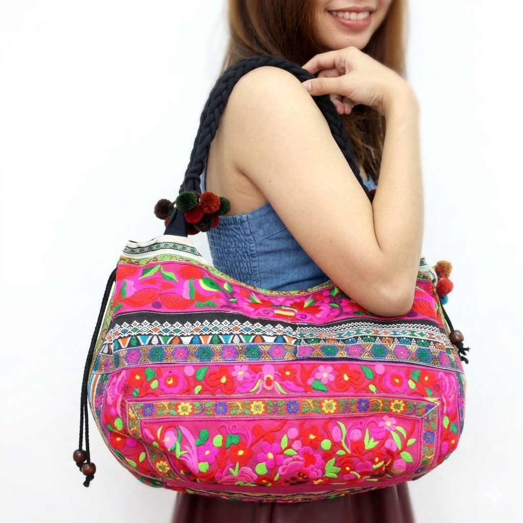 Handmade Embroidered Birds Shoulder Bag – Fair Trade Thailand Bags La Vie Bien Handmade Embroidered Birds Shoulder Bag – Fair Trade Thailand
