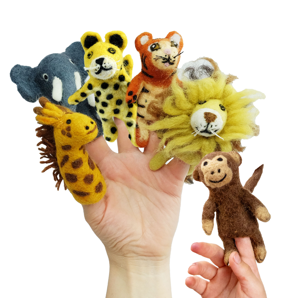 Handmade felt leopard Finger Puppet - Sensory Play for kids - Jungle Jamboree collection La Vie Bien Handmade felt leopard Finger Puppet - Sensory Play for kids - Jungle Jamboree collection