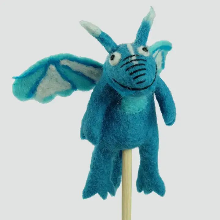 Handmade felt teal dragon Finger Puppet - Sensory Play for kids - Dragon collection La Vie Bien Handmade felt teal dragon Finger Puppet - Sensory Play for kids - Dragon collection