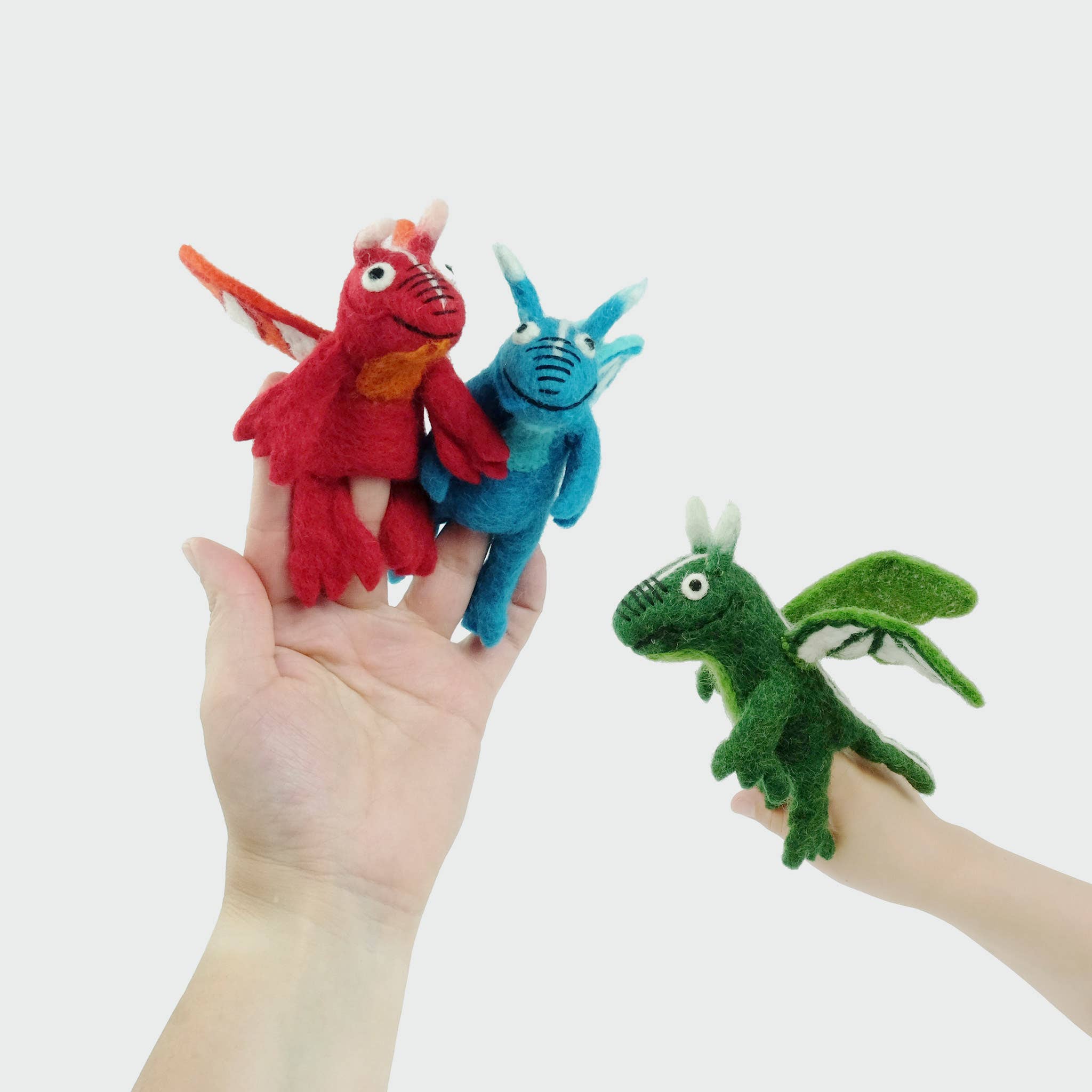 Handmade felt teal dragon Finger Puppet - Sensory Play for kids - Dragon collection La Vie Bien Handmade felt teal dragon Finger Puppet - Sensory Play for kids - Dragon collection