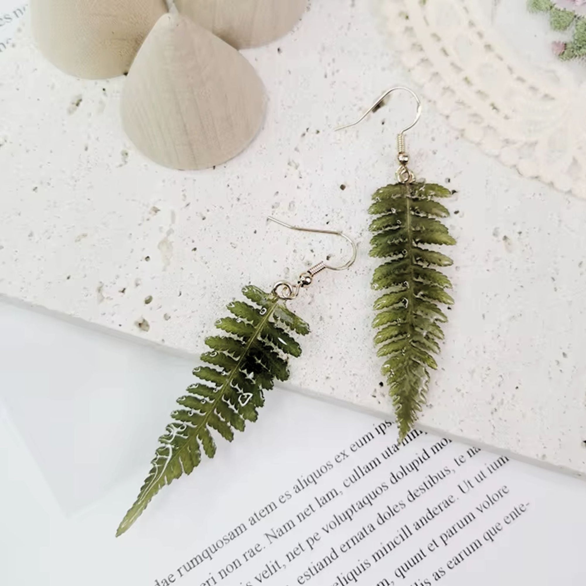 Handmade Fern Earrings Real Leaves in Resin | Nature - Inspired Jewelry