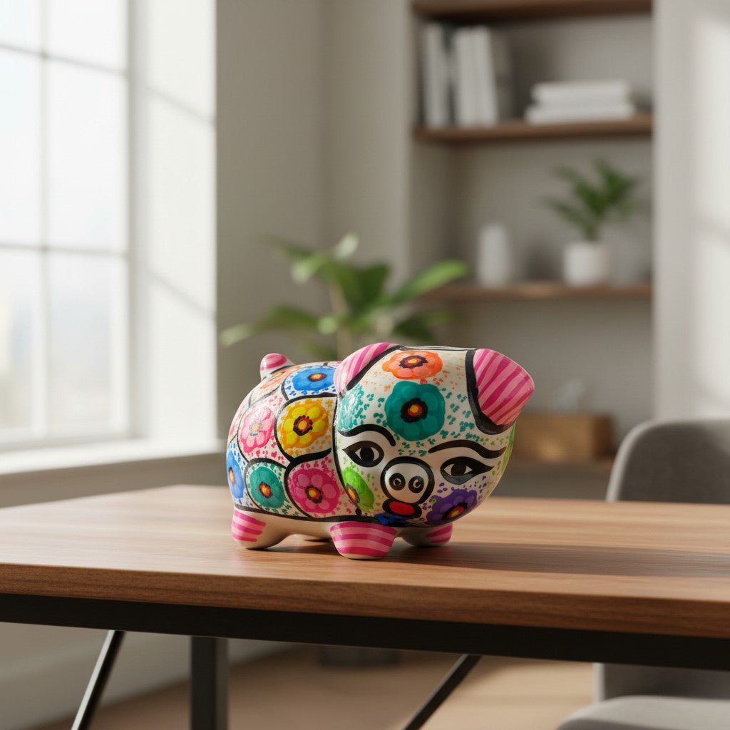 Handmade Guerrero Piggy Bank | Mexican Ceramic Coin Bank Guerrero Piggy Bank La Vie Bien Handmade Guerrero Piggy Bank | Mexican Ceramic Coin Bank