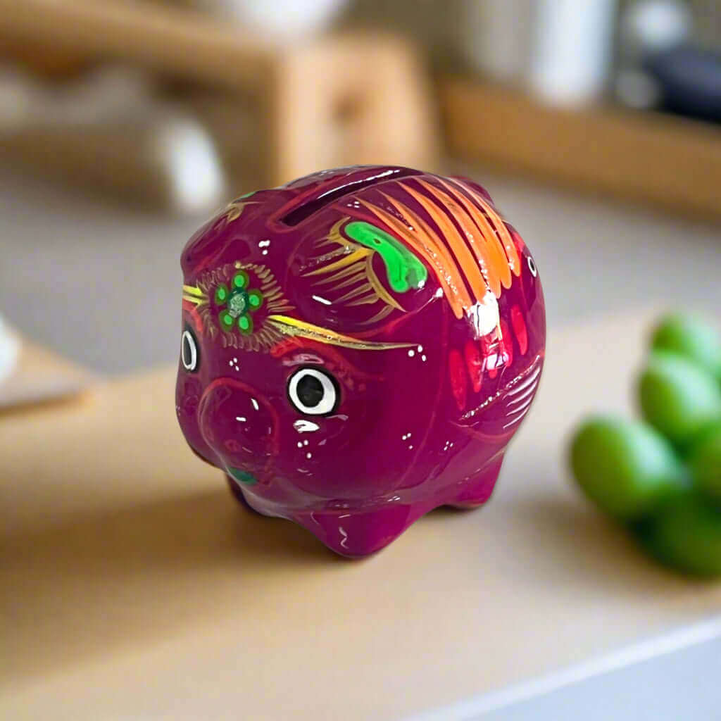 Handmade Guerrero Piggy Bank | Mexican Painted Ceramic Coin Bank (Small) Guerrero Piggy Bank La Vie Bien Handmade Guerrero Piggy Bank | Mexican Painted Ceramic Coin Bank (Small)