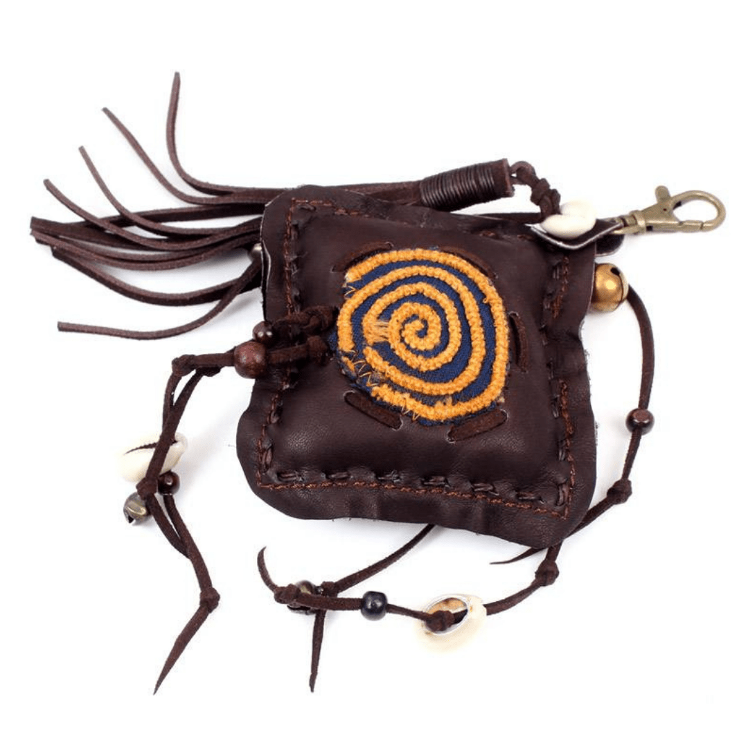 Handmade Leather Zipper Pull with Embroidery and Shell Detail | Ethical Bag Accessory – Thailand Accessories La Vie Bien Handmade Leather Zipper Pull with Embroidery and Shell Detail | Ethical Bag Accessory – Thailand