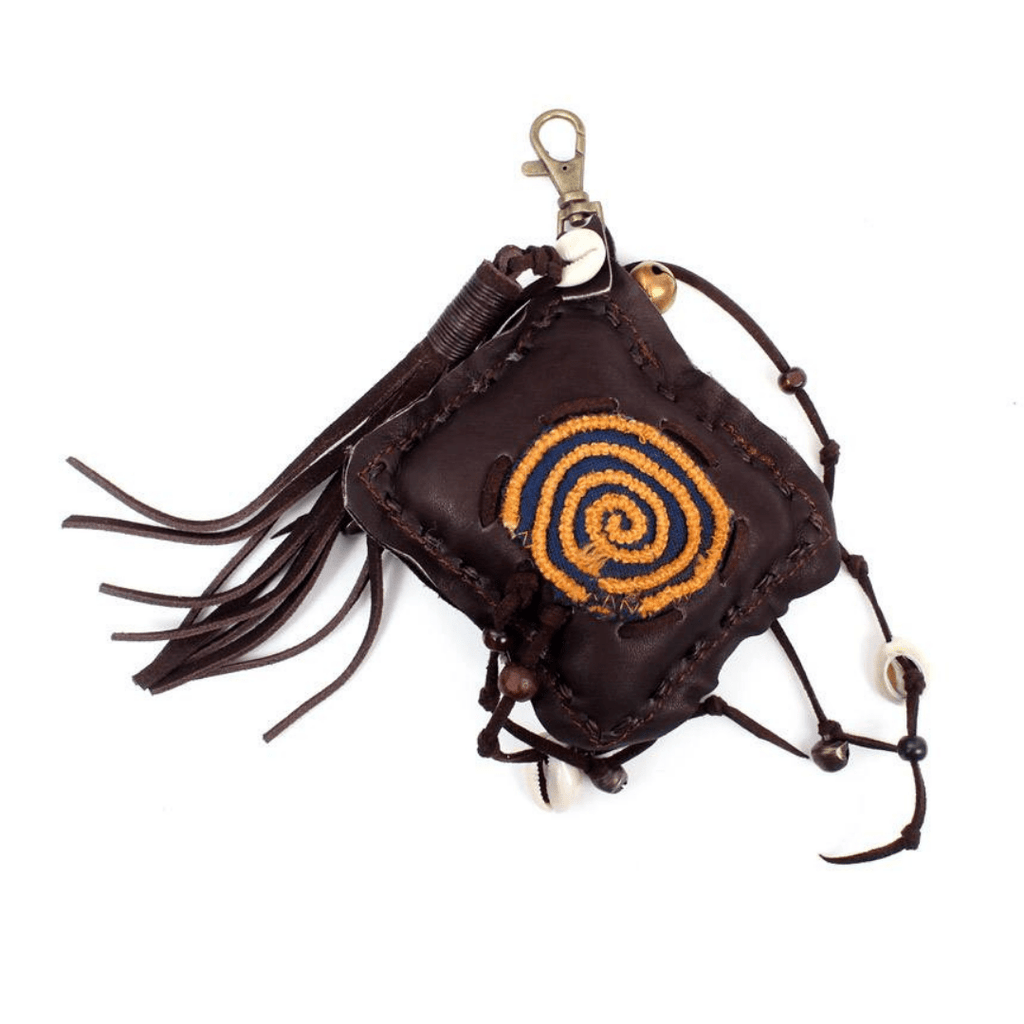 Handmade Leather Zipper Pull with Embroidery and Shell Detail | Ethical Bag Accessory – Thailand Accessories La Vie Bien Handmade Leather Zipper Pull with Embroidery and Shell Detail | Ethical Bag Accessory – Thailand