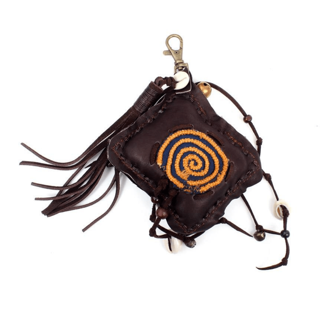 Handmade Leather Zipper Pull with Embroidery and Shell Detail | Ethical Bag Accessory – Thailand Accessories La Vie Bien Handmade Leather Zipper Pull with Embroidery and Shell Detail | Ethical Bag Accessory – Thailand