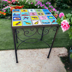Handmade Mexican Accent End Table | Talavera Lotería Tiles Mexican End Table La Vie Bien Handmade Mexican Accent End Table | Talavera Lotería Tiles