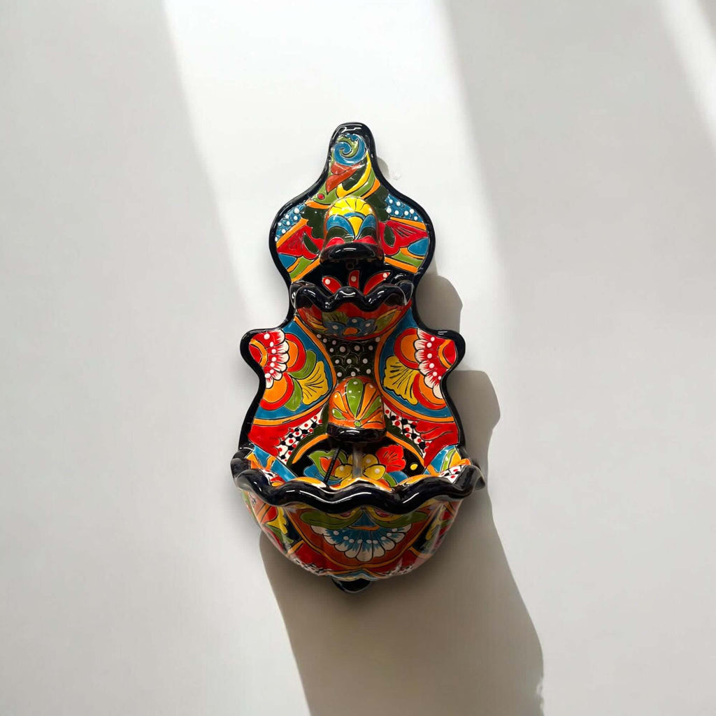 Handmade Mexican Talavera Wall Fountain | Authentic Art Decor (Large) Talavera Fountain La Vie Bien Handmade Mexican Talavera Wall Fountain | Authentic Art Decor (Large)