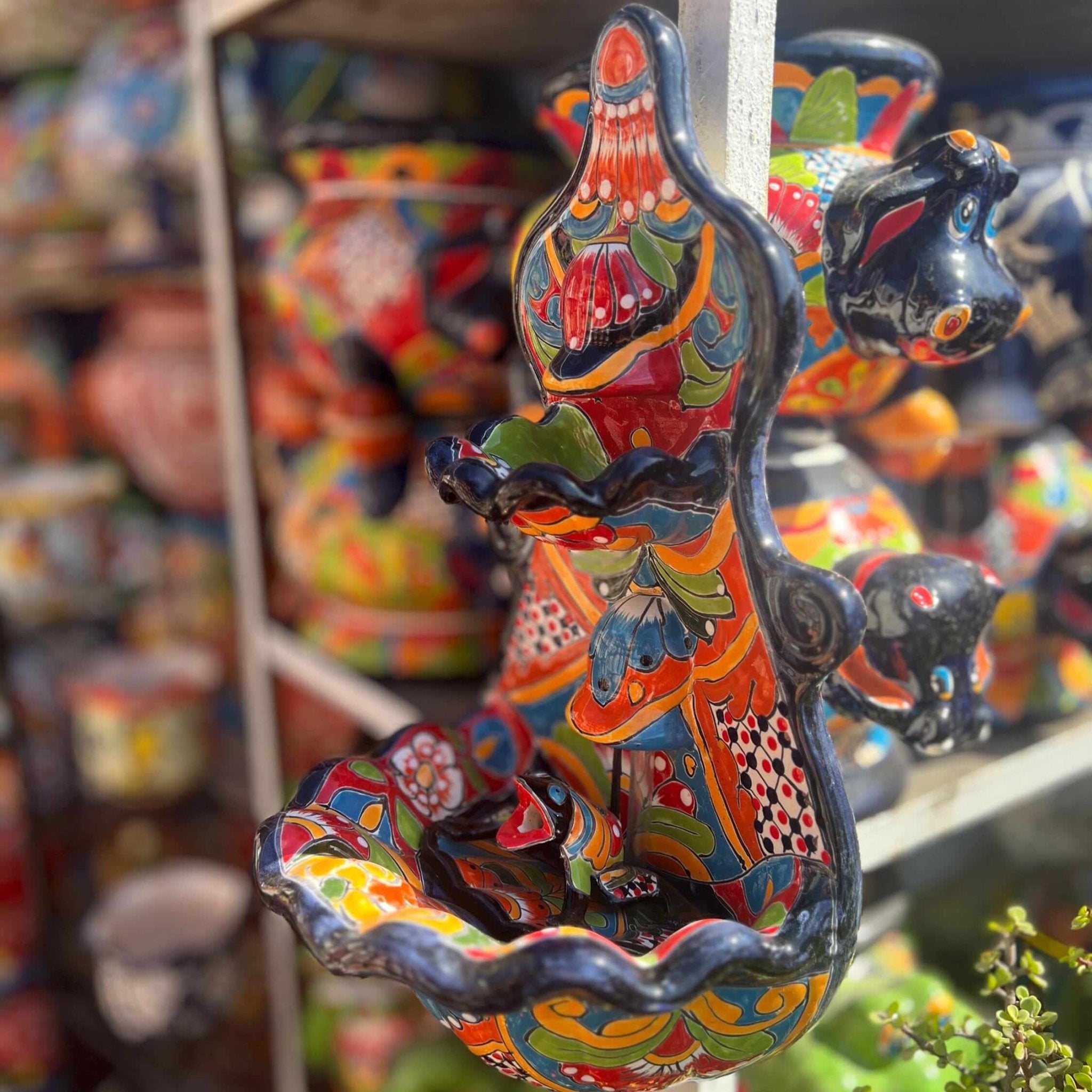 Handmade Mexican Talavera Wall Fountain | Authentic Art Decor (Large) Talavera Fountain La Vie Bien Handmade Mexican Talavera Wall Fountain | Authentic Art Decor (Large)