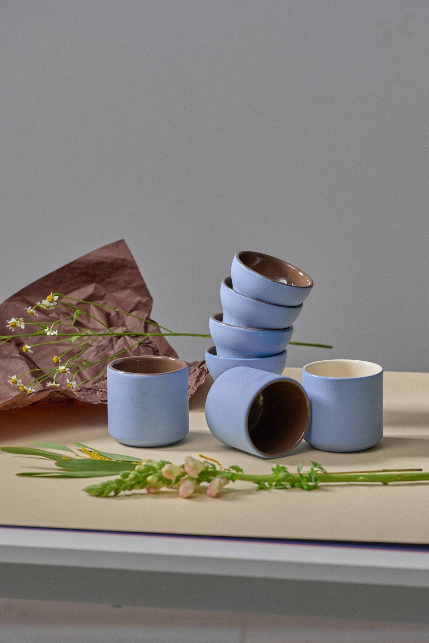 Handmade Porcelain Coffee Cup - Forget-me-Not small Cups La Vie Bien Handmade Porcelain Coffee Cup - Forget-me-Not small