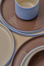Handmade Porcelain Dinner Plates. Forget-me-not/Chocolate Dinner Plates La Vie Bien Handmade Porcelain Dinner Plates. Forget-me-not/Chocolate