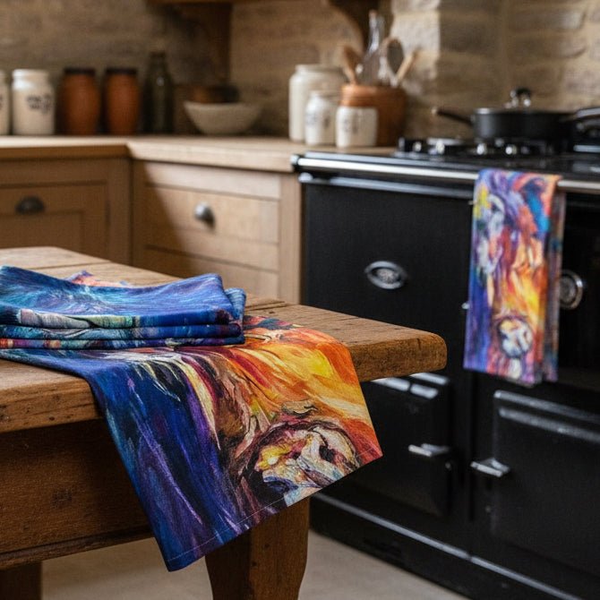Handmade Scottish Highland Cow Lover Tea Towel - Set of Two Gifts La Vie Bien Handmade Scottish Highland Cow Lover Tea Towel - Set of Two