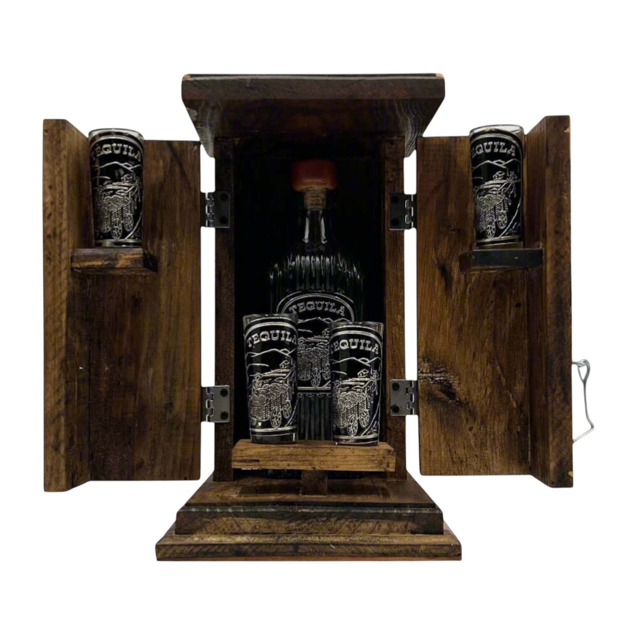 Handmade Shot Glass & Decanter Set | Mexican Rustic Wood Box Mexican Decanter La Vie Bien Handmade Shot Glass & Decanter Set | Mexican Rustic Wood Box