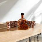 Handmade Skull Decanter Set | Brown & White Mexican Barware Mexican Decanter La Vie Bien Handmade Skull Decanter Set | Brown & White Mexican Barware