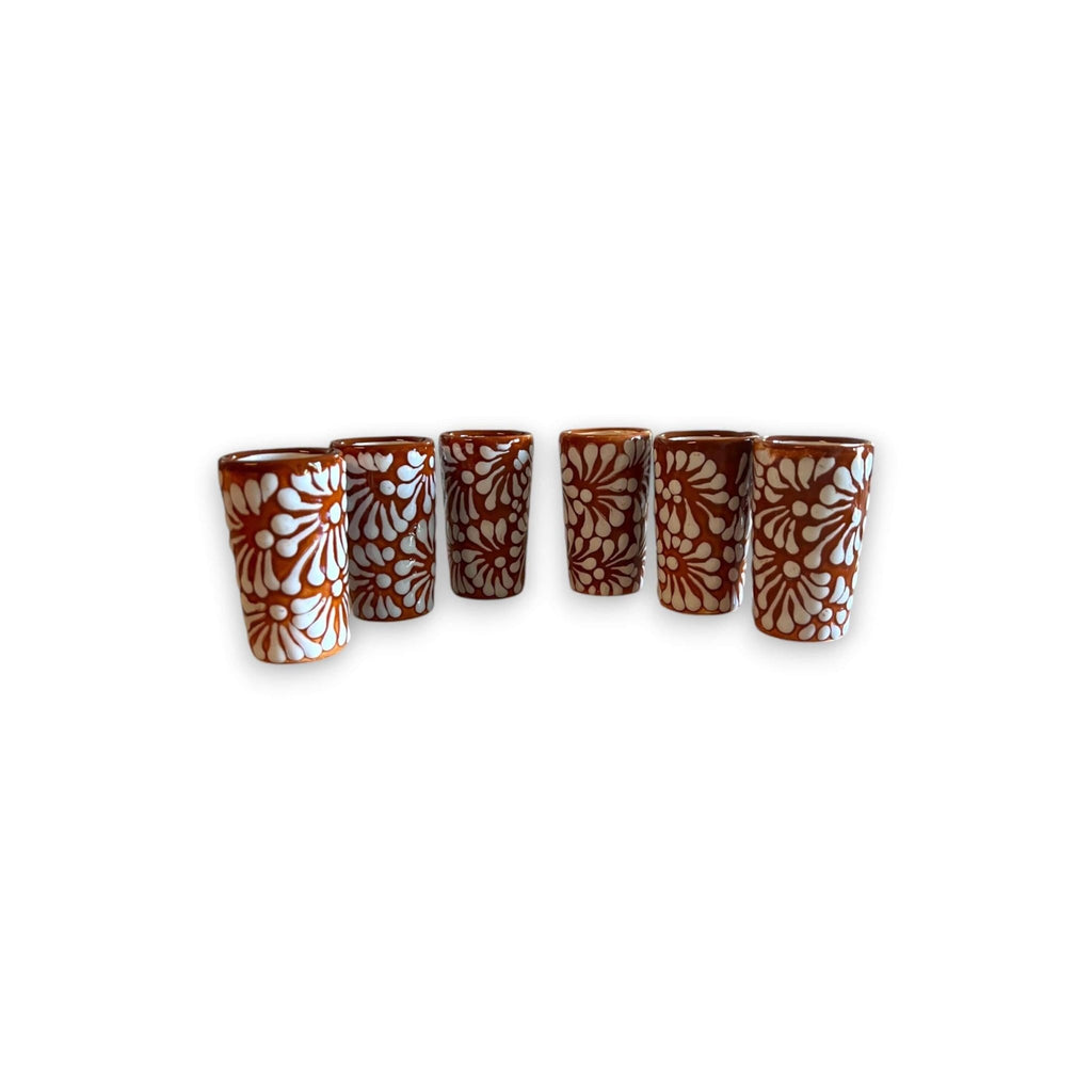 Handmade Skull Decanter Set | Brown & White Mexican Barware Mexican Decanter La Vie Bien Handmade Skull Decanter Set | Brown & White Mexican Barware