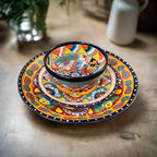 Handmade Talavera 12 - Piece Dinnerware Set | Mexican Pottery for 4 Talavera Dinnerware Set La Vie Bien Handmade Talavera 12 - Piece Dinnerware Set | Mexican Pottery for 4