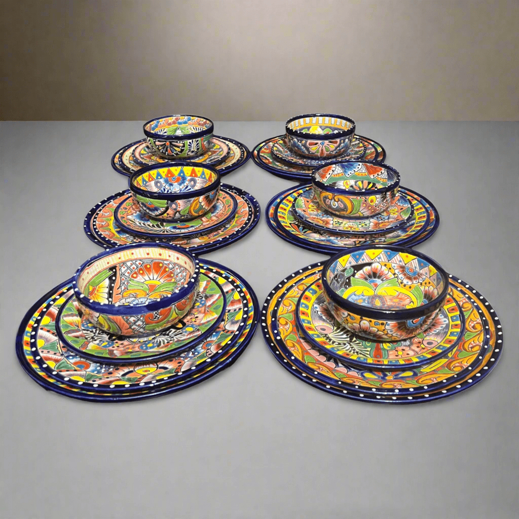 Handmade Talavera 24 - Piece Dinnerware Set | Mexican Pottery for 6 Talavera Dinnerware Set La Vie Bien Handmade Talavera 24 - Piece Dinnerware Set | Mexican Pottery for 6
