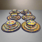 Handmade Talavera 24 - Piece Dinnerware Set | Mexican Pottery for 6 Talavera Dinnerware Set La Vie Bien Handmade Talavera 24 - Piece Dinnerware Set | Mexican Pottery for 6