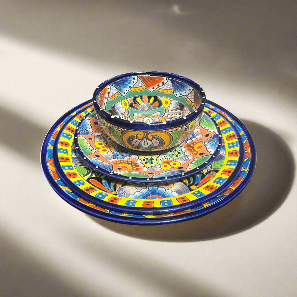 Handmade Talavera 24 - Piece Dinnerware Set | Mexican Pottery for 6 Talavera Dinnerware Set La Vie Bien Handmade Talavera 24 - Piece Dinnerware Set | Mexican Pottery for 6