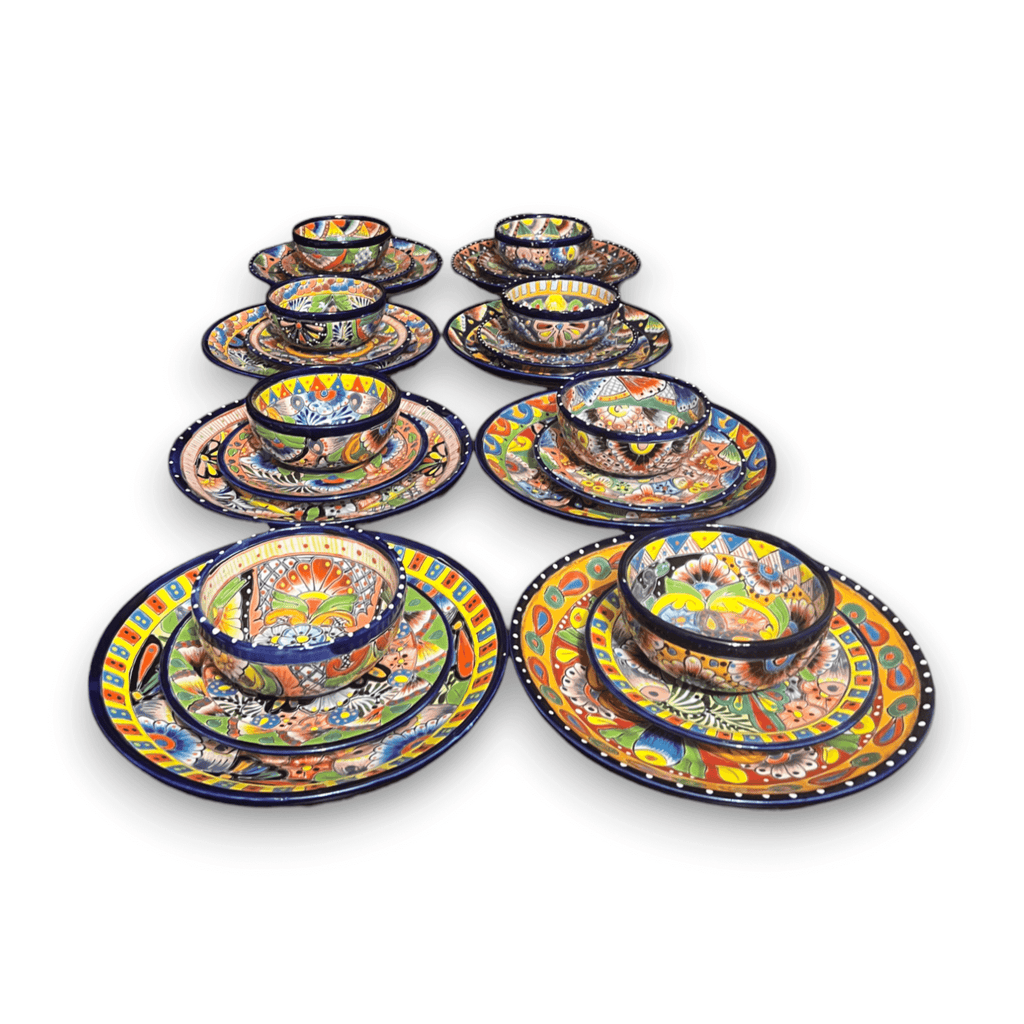 Handmade Talavera 32 - Piece Dinnerware Set | Mexican Pottery for 8 Talavera Dinnerware Set La Vie Bien Handmade Talavera 32 - Piece Dinnerware Set | Mexican Pottery for 8