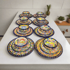 Handmade Talavera 32 - Piece Dinnerware Set | Mexican Pottery for 8 Talavera Dinnerware Set La Vie Bien Handmade Talavera 32 - Piece Dinnerware Set | Mexican Pottery for 8