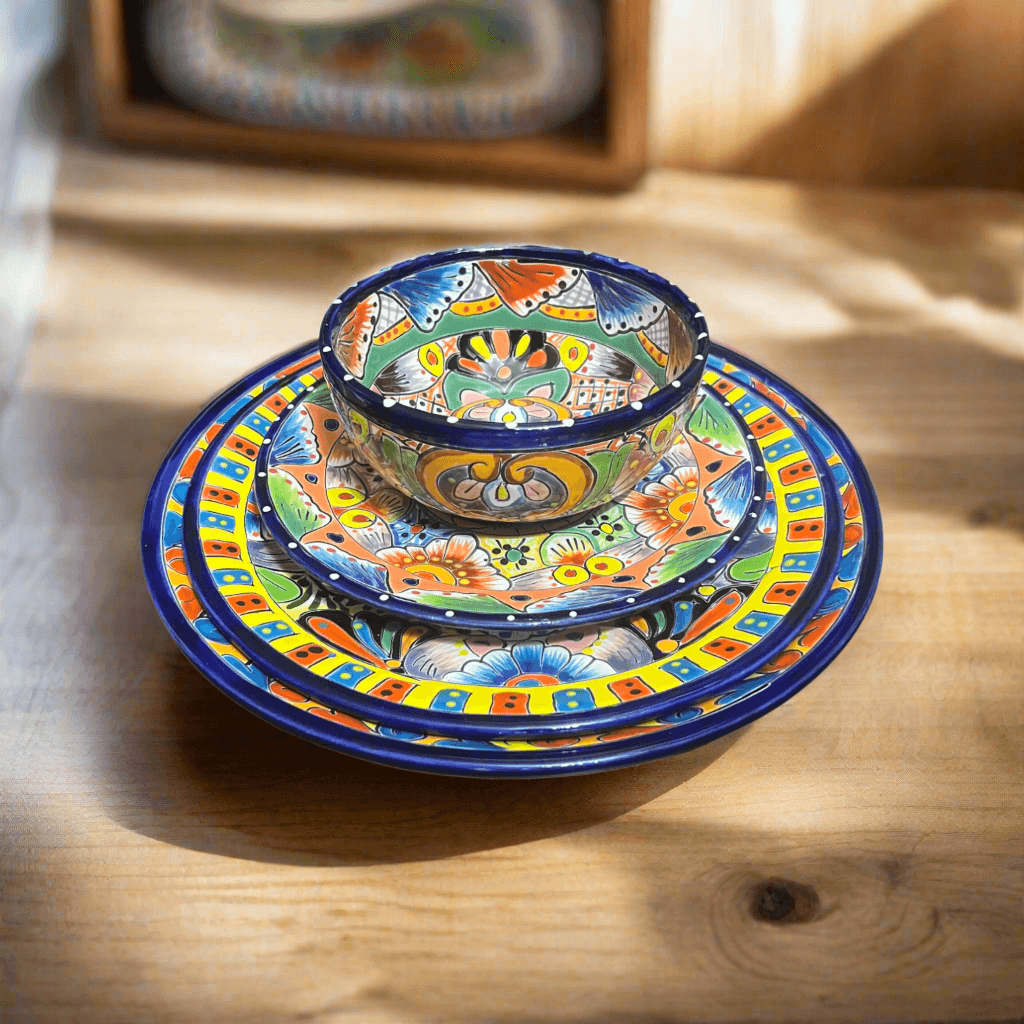 Handmade Talavera 32 - Piece Dinnerware Set | Mexican Pottery for 8 Talavera Dinnerware Set La Vie Bien Handmade Talavera 32 - Piece Dinnerware Set | Mexican Pottery for 8