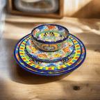 Handmade Talavera 32 - Piece Dinnerware Set | Mexican Pottery for 8 Talavera Dinnerware Set La Vie Bien Handmade Talavera 32 - Piece Dinnerware Set | Mexican Pottery for 8