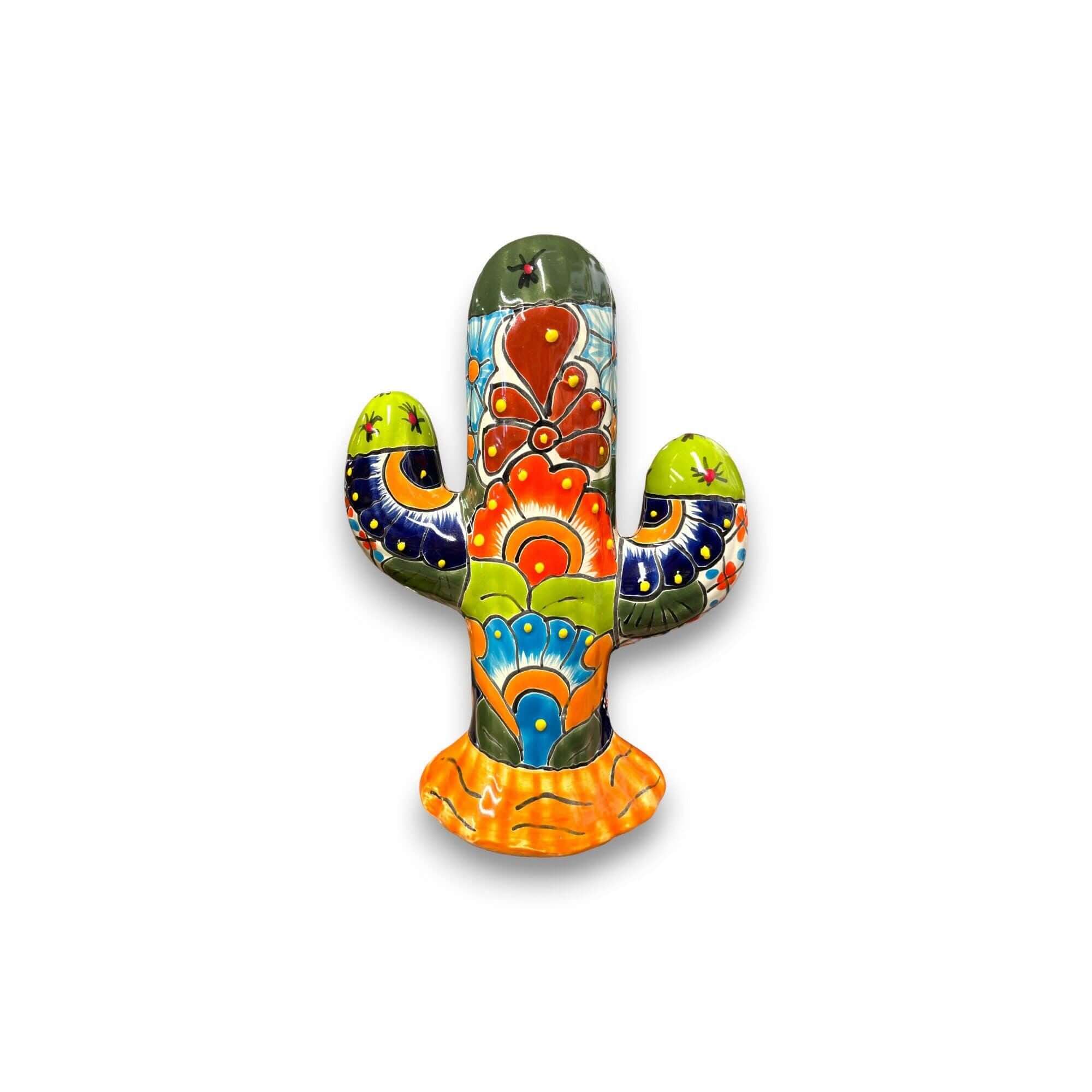 Handmade Talavera Cactus Statue | Medium Size Colorful Cultural Art Talavera Statue La Vie Bien Handmade Talavera Cactus Statue | Medium Size Colorful Cultural Art