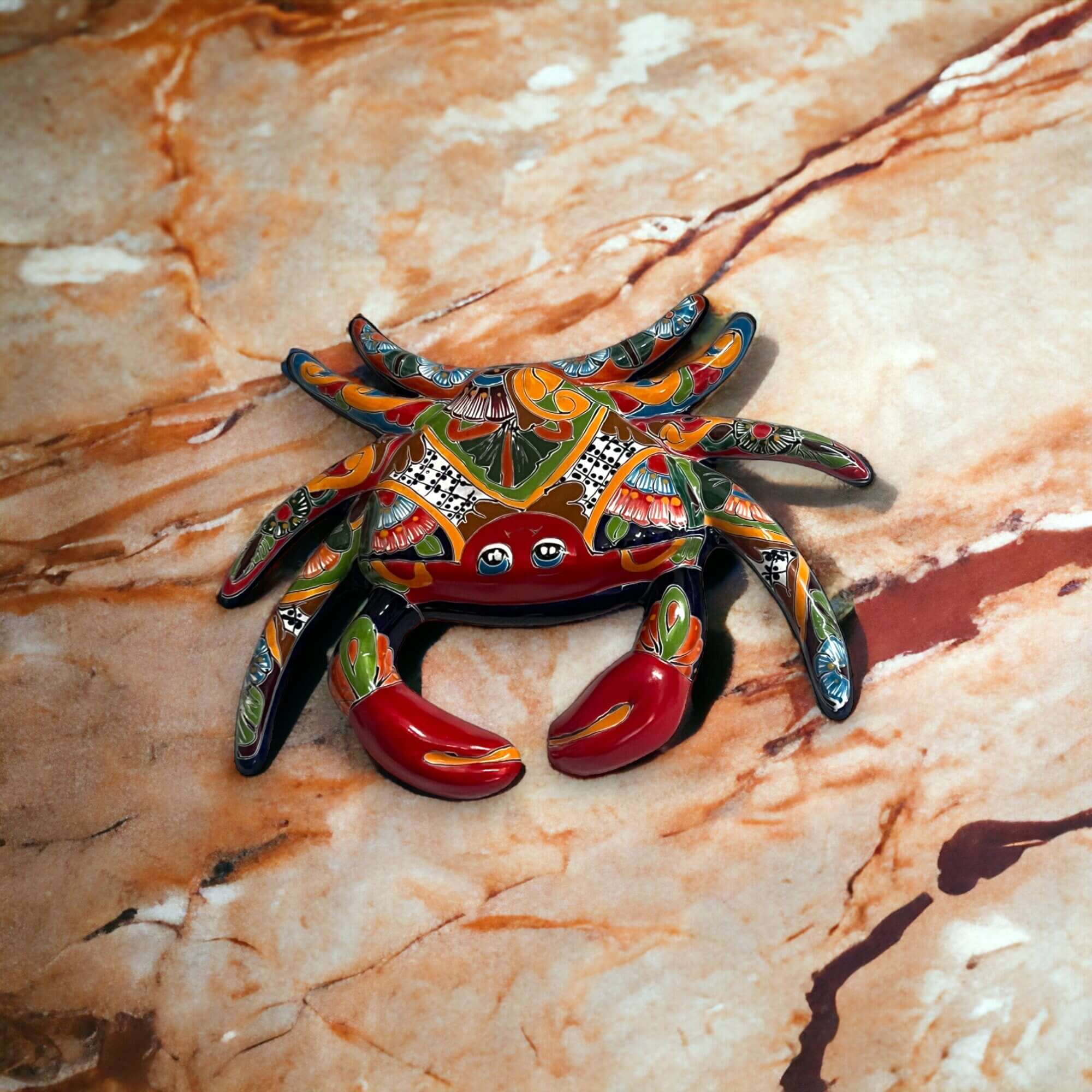 Handmade Talavera Crab Statue | Colorful Mexican Ceramic Decoration Talavera Statue La Vie Bien Handmade Talavera Crab Statue | Colorful Mexican Ceramic Decoration