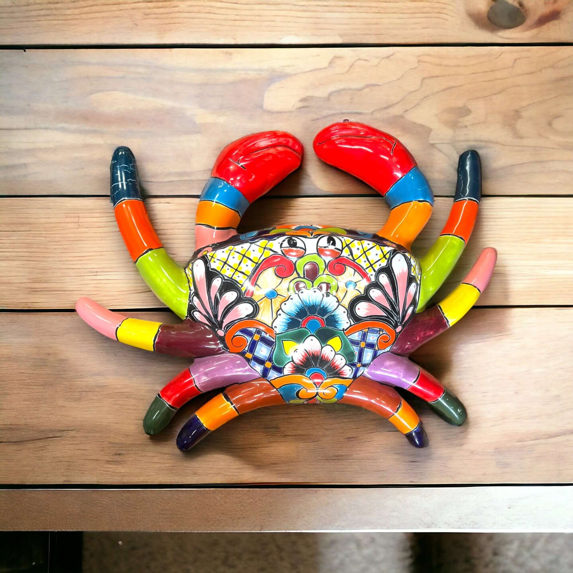 Handmade Talavera Crab Statue | Colorful Mexican Ceramic Decoration Talavera Statue La Vie Bien Handmade Talavera Crab Statue | Colorful Mexican Ceramic Decoration