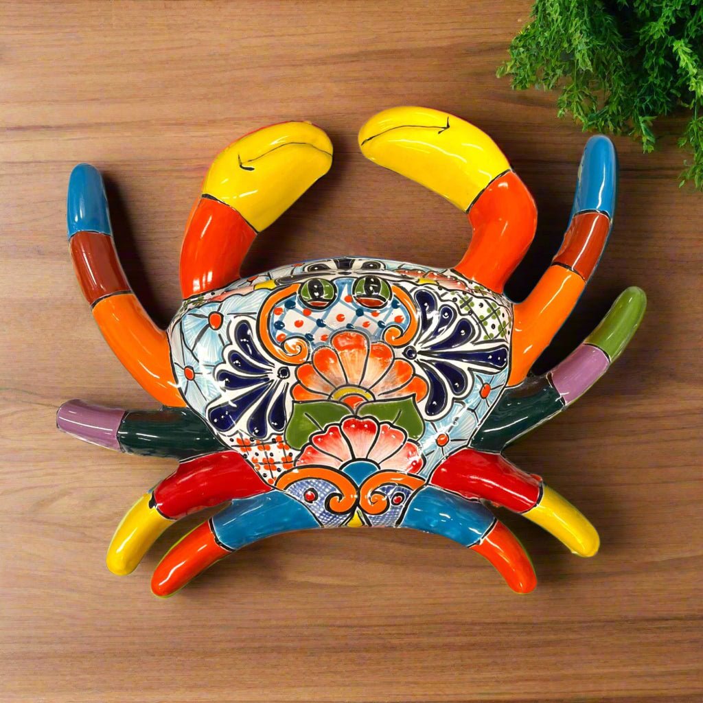 Handmade Talavera Crab Statue | Colorful Mexican Ceramic Decoration Talavera Statue La Vie Bien Handmade Talavera Crab Statue | Colorful Mexican Ceramic Decoration