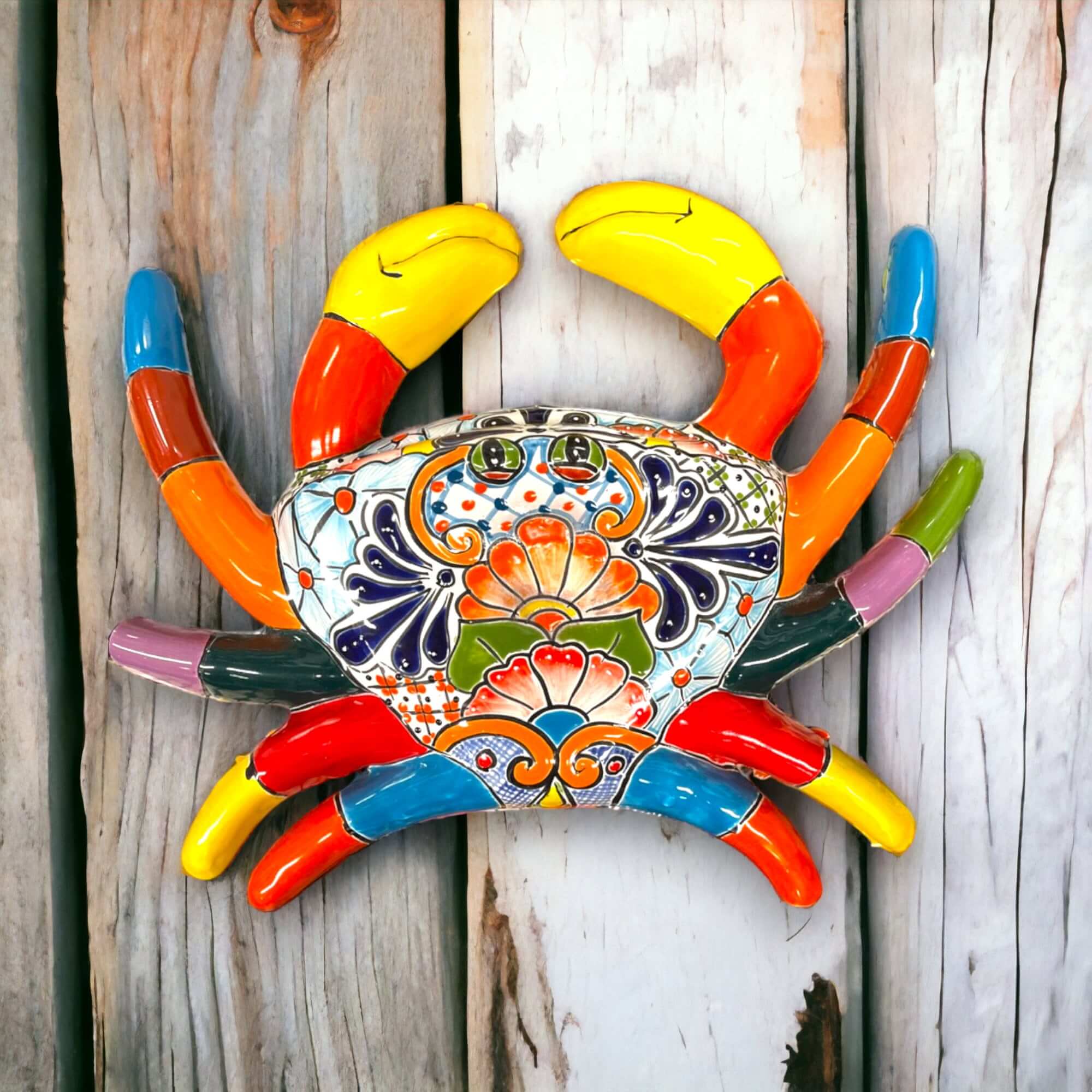 Handmade Talavera Crab Statue | Colorful Mexican Ceramic Decoration Talavera Statue La Vie Bien Handmade Talavera Crab Statue | Colorful Mexican Ceramic Decoration