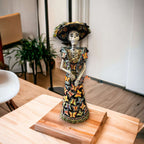 Handmade Talavera Day of the Dead Pottery | 27 - Inch Tall Skeleton Woman Talavera Statue La Vie Bien Handmade Talavera Day of the Dead Pottery | 27 - Inch Tall Skeleton Woman