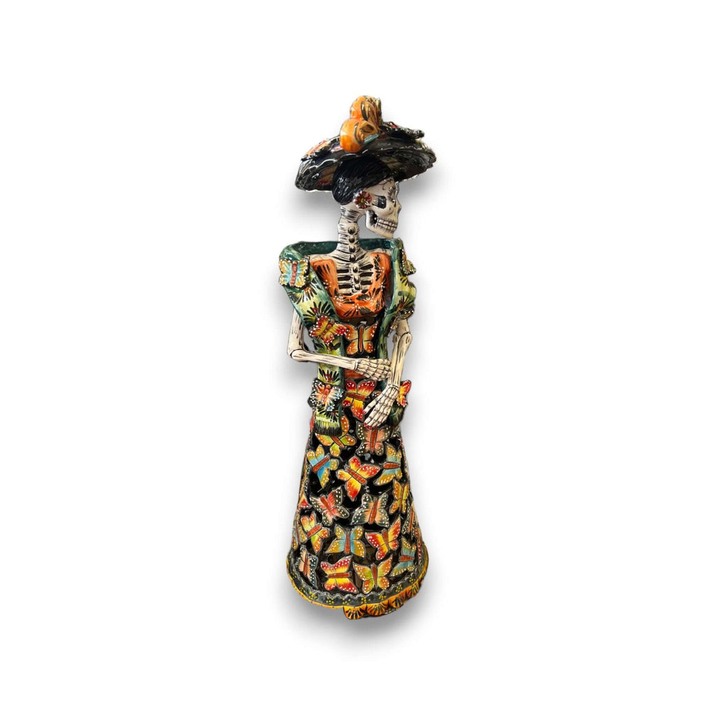 Handmade Talavera Day of the Dead Pottery | 27 - Inch Tall Skeleton Woman Talavera Statue La Vie Bien Handmade Talavera Day of the Dead Pottery | 27 - Inch Tall Skeleton Woman