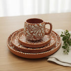 Handmade Talavera Dinnerware Set | Brown & White 4-Piece Talavera Dinnerware Set La Vie Bien Handmade Talavera Dinnerware Set | Brown & White 4-Piece