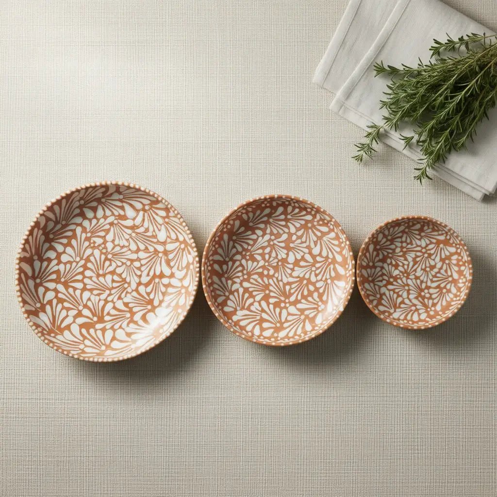 Handmade Talavera Dinnerware Set | Brown & White 4-Piece Talavera Dinnerware Set La Vie Bien Handmade Talavera Dinnerware Set | Brown & White 4-Piece