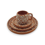 Handmade Talavera Dinnerware Set | Brown & White 4-Piece Talavera Dinnerware Set La Vie Bien Handmade Talavera Dinnerware Set | Brown & White 4-Piece