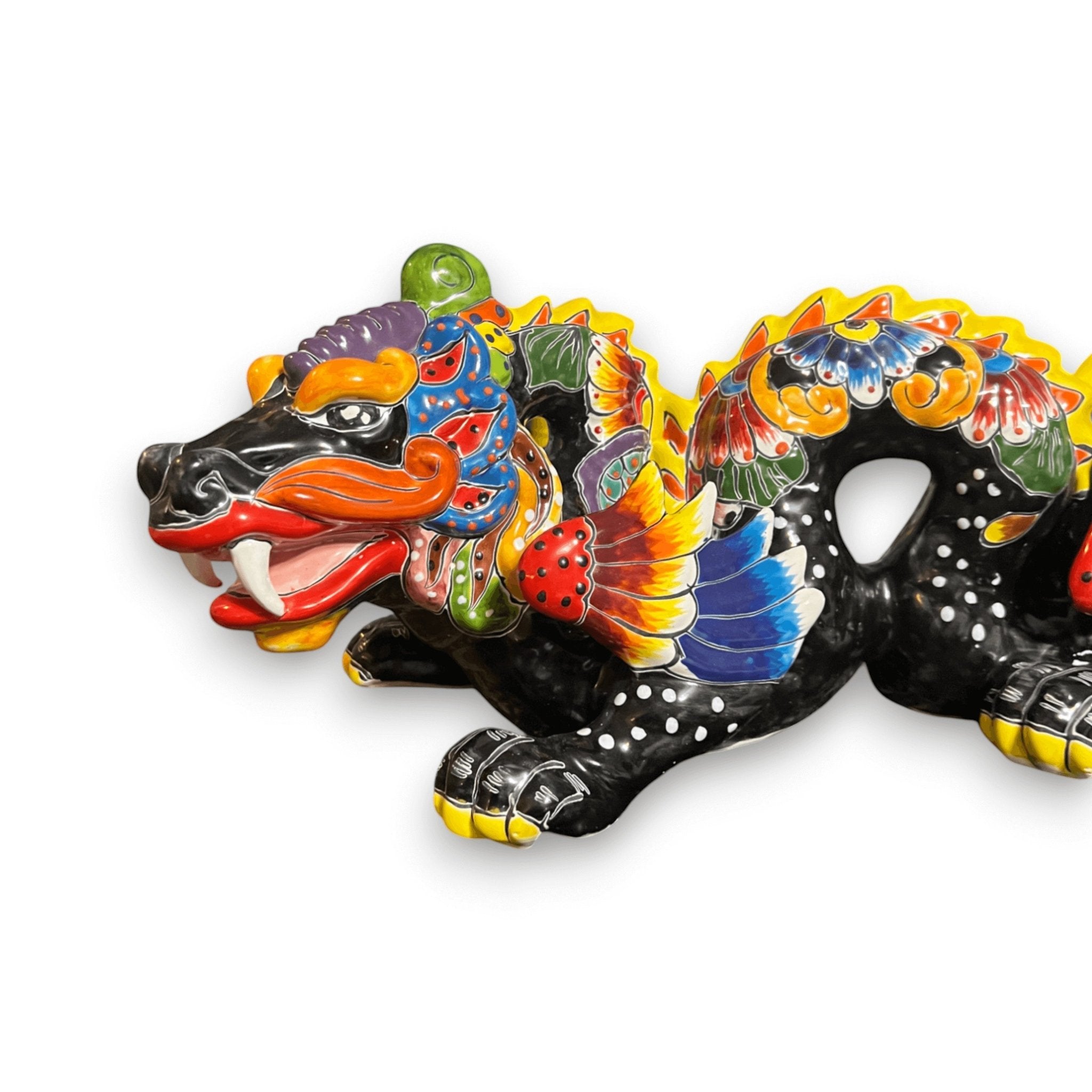 Handmade Talavera Dragon Statue | Vibrant Mexican Cultural Art Talavera Statue La Vie Bien Handmade Talavera Dragon Statue | Vibrant Mexican Cultural Art