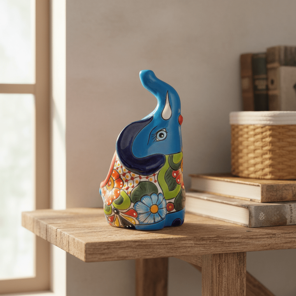 Handmade Talavera Elephant Planter | Colorful Medium Animal Art Talavera Planter La Vie Bien Handmade Talavera Elephant Planter | Colorful Medium Animal Art